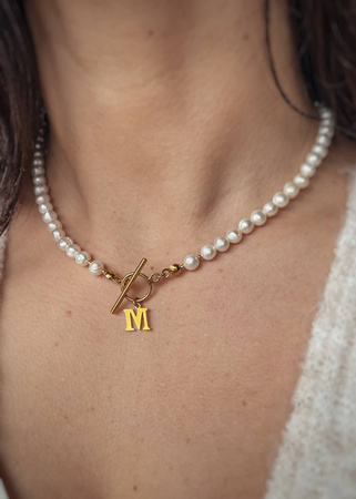 Naszyjnik Perły Naturalne "Klara" Pozłacany z Zawieszką