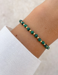 Malachit-Gummiband-Armband mit Hämatit - Fülle, Optimismus, friedlicher Schlaf