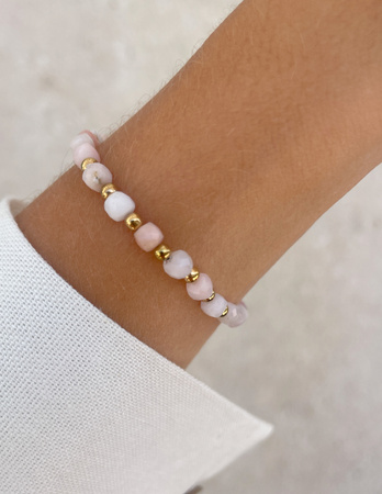 Bransoletka na gumce z opalu z hematytem - optymizm, kreatywność, entuzjazm