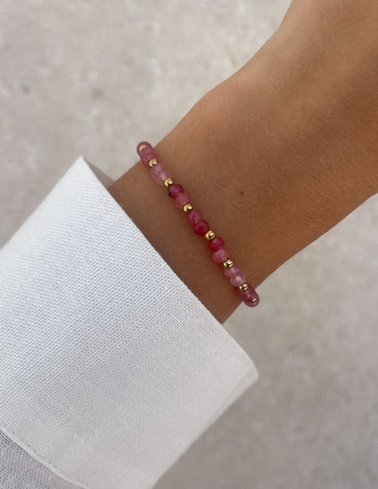 Bransoletka na gumce jadeit malinowy - szczęście, pomyślność, spełnienie marzeń