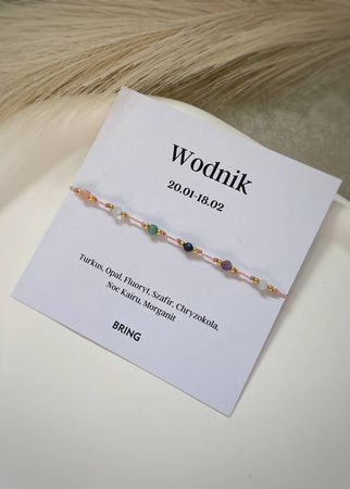 Bransoletka znak zodiaku Wodnik pozłacane kulki