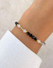 Bracelet on rubber band agate mossy with hematite - abundance, confidence, optimism