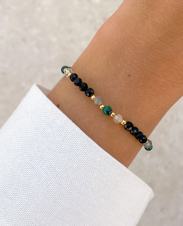 Talizman - czarny turmalin, malachit, cytryn, labradoryt, hematyt - ochrona i dobrobyt