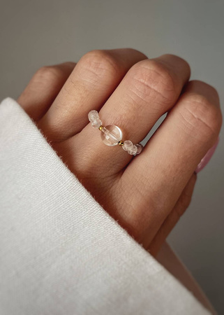 Pierścionek Elastyczny Kamienie Naturalne Kryształ Górski