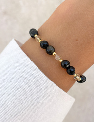 Bracelet on rubber band agate mossy with hematite - abundance, confidence, optimism