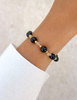 Bracelet on rubber band agate mossy with hematite - abundance, confidence, optimism