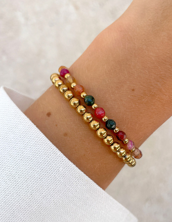 Bransoletki na gumce - mix agatów z hematytem