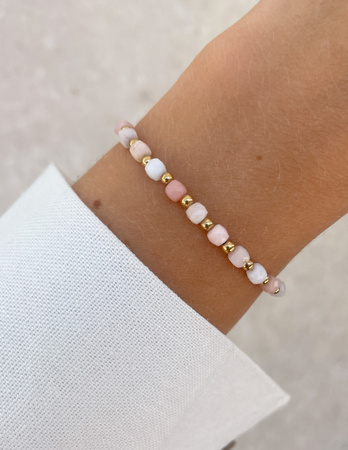 Bransoletka na gumce z opalu z hematytem - optymizm, kreatywność, entuzjazm