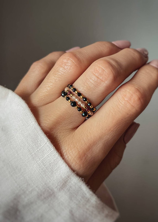 Zestaw Trzech Pierścionków Elastycznych z Kamieni Naturalnych