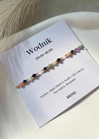 Bransoletka znak zodiaku Wodnik pozłacane kulki