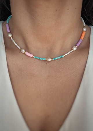 Naszyjnik Koraliki Katsuki i Perły Naturalne