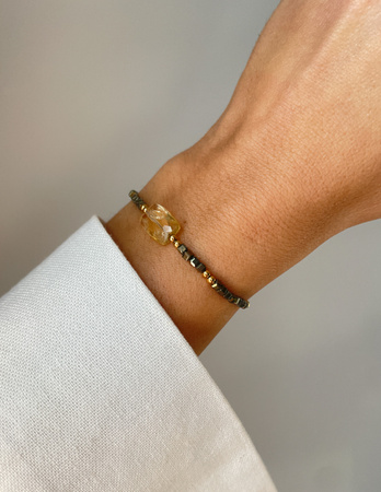 Bransoletka na nici z cytrynem i pirytem