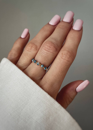 Pierścionek Elastyczny Kamienie Naturalne Sodalit