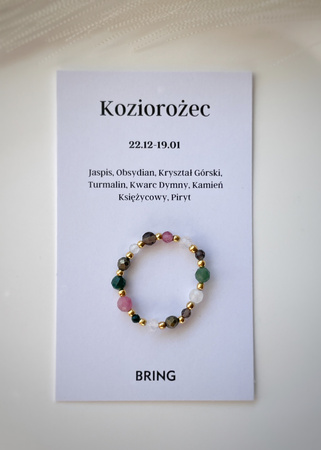 Pierścionek elastyczny znak zodiaku Koziorożec pozłacany