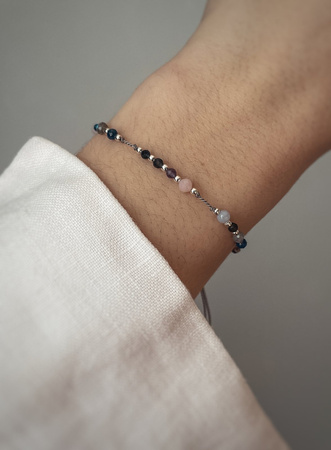 Bransoletka znak zodiaku Strzelec srebrne kulki 