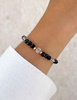 Bracelet on rubber band agate mossy with hematite - abundance, confidence, optimism