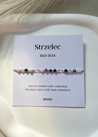 Bransoletka znak zodiaku Strzelec srebrne kulki 