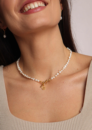 Naszyjnik perły naturalne Emma Pozłacany z zawieszką