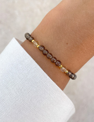Bracelet on rubber band agate mossy with hematite - abundance, confidence, optimism