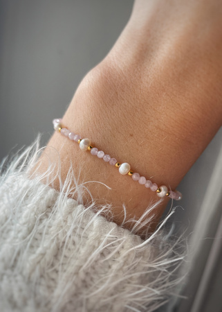 Bracelet Natural Stones Rose Quartz and Rhodochrosite
