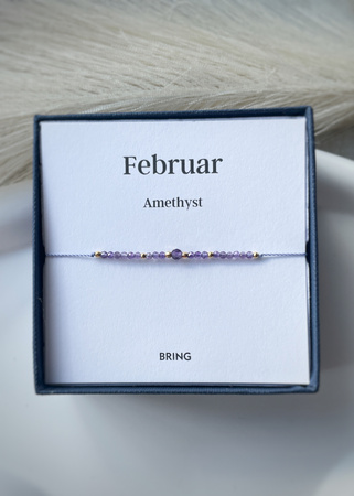 Birthstone Bracelet for February Gold-Plated Silver