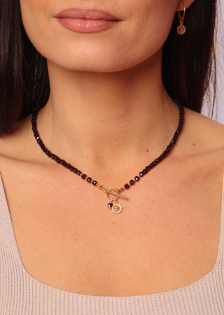 Naszyjnik granat kostka z zawieszką