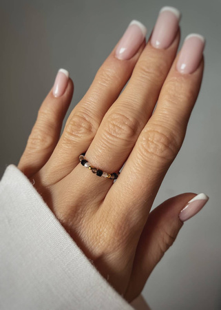 Pierścionek Elastyczny Kamienie Naturalne Kryształ Górski, Spinel, Kwarc Dymny