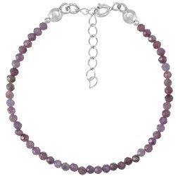 Bransoletka srebrna z kamieni naturalnych rubiny 3mm