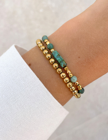 Bransoletki na gumce - turkus z hematytem