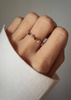 Elastic Ring Natural Stones Amazonite and Pearls Silver Gold Plated