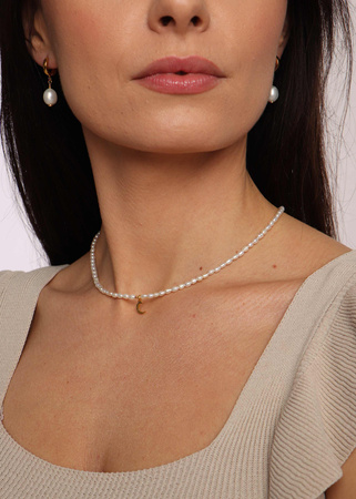 Naszyjnik perły naturalne Mia Pozłacany z zawieszką