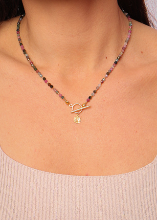 Naszyjnik mix turmalinów toggle z zawieszką