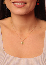 Necklace made of natural stones dendritic agate gold-plated toggle with a pendant
