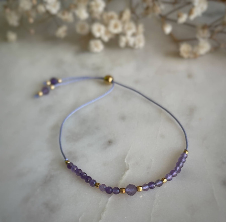 Bransoletka Kamień Urodzeniowy - Luty pozłacana