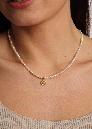 Naszyjnik perły naturalne Lea Pozłacany z zawieszką