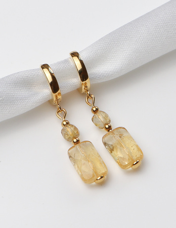 3 cm gold-plated, faceted hoop earrings