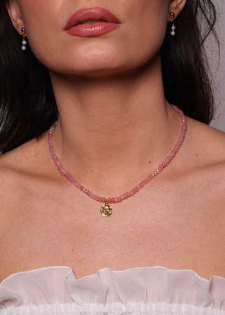 Naszyjnik jadeit różowy z zawieszką