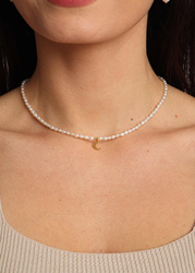 Pearl Necklace "Mia" gold-plated silver with a pendant