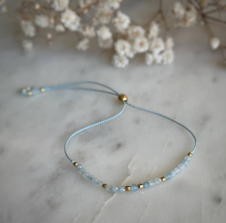 Bransoletka Kamień Urodzeniowy - Marzec pozłacana