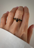 Set of Three Elastic Natural Stone Rings - Champagne Cubic Zirconia and Rhodonite
