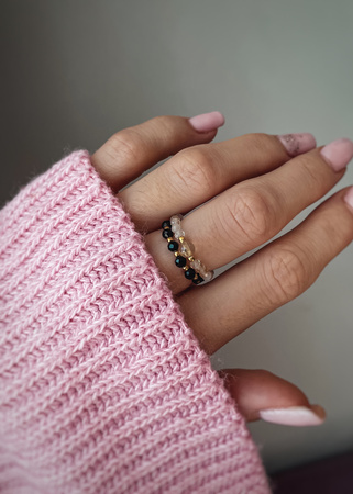 Set of Two Elastic Rings with Cubic Zirconia