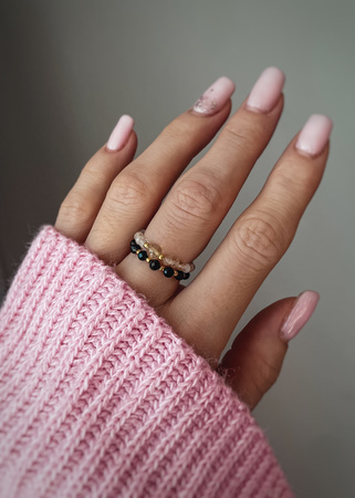 Set of Two Elastic Rings with Cubic Zirconia