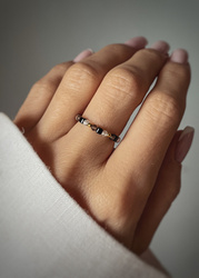 Elastic Ring Natural Stones Amazonite and Pearls Silver Gold Plated