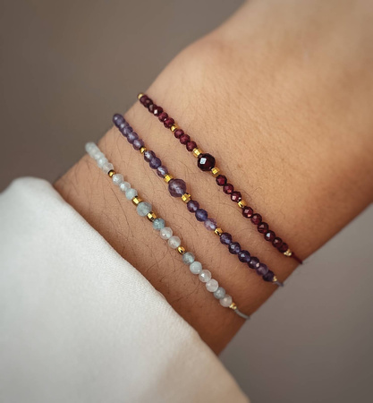 Bransoletka Kamień Urodzeniowy - Marzec pozłacana