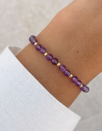 Bransoletka na gumce z ametystu z hematytem - koncentracja, sukces, ochrona