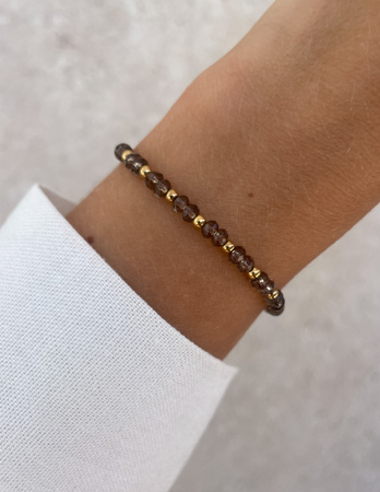 Bransoletka na gumce jadeit brązowy - szczęście, pomyślność, spełnienie marzeń