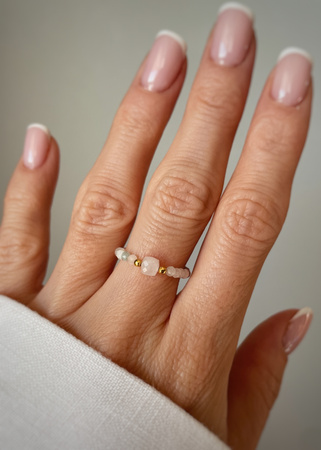 Pierścionek Elastyczny Kamienie Naturalne Morganit