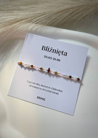 Bransoletka znak zodiaku Bliźnięta srebrne kulki 