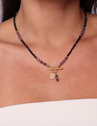 Necklace made of natural spinel stones