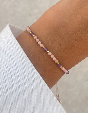 Bracelet Natural Stones Rose Quartz and Rhodochrosite